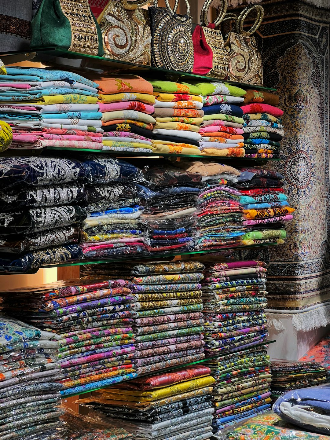 services-01 Kashmir textiles on shelves